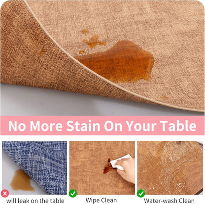 Maxpearl Faux Leather Placemats Set of 4 - Waterproof - Wipe Clean - Heat Resistant - Anti Slip Dining Table Place Mats, Suitable for Indoor & Outdoor Use, 17’’×12’’, Brown