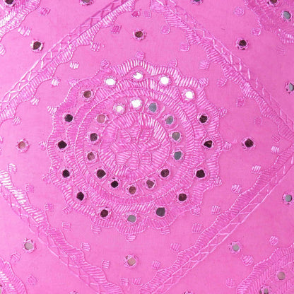 Eyes of India Embroidered Decorative Boho Throw Pillow Cover with Mirrors, Handmade Bohemian Accent Cushion Case for Sofa Couch Bedroom Living Room (Pink, 24" x 24")