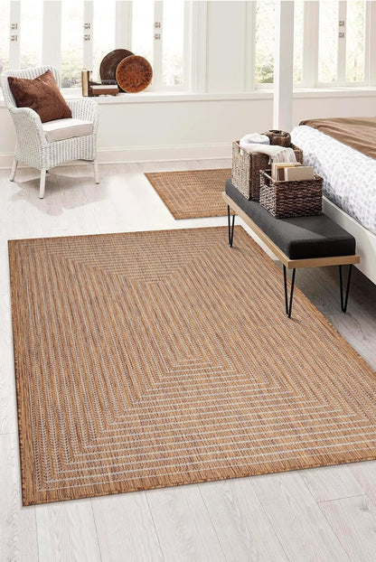 Adiva Rugs Outdoor Indoor Area Rug, Weather Resistant, Easy to Clean, Stain Resistant Floor Mat for Dining Room, Backyard, Deck, Patio (Wooden, 8' x 10')