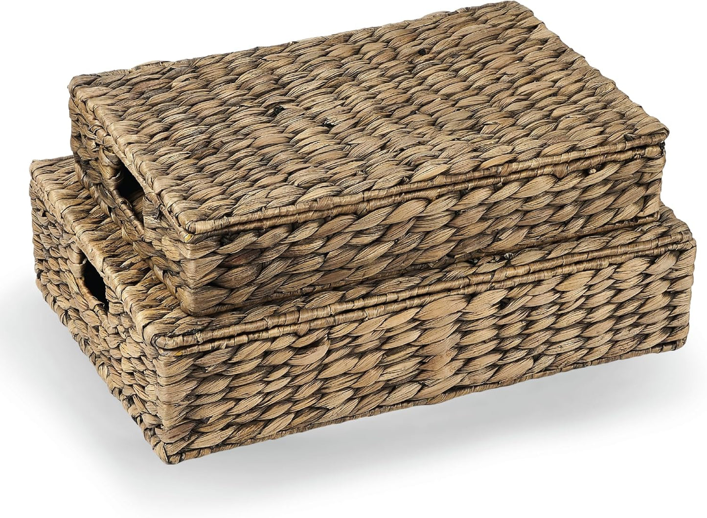 Set of 2 Decorative Storage Boxes With Lids for Home Decor, Shelves