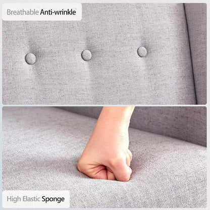 HUIMO Accent Chair Living Room Chair, Upholstered Button Tufted Armchair, Linen Fabric Sofa Chairs for Bedroom, Living Room, Mid Century Modern Comfy Reading Chair (Light Grey)