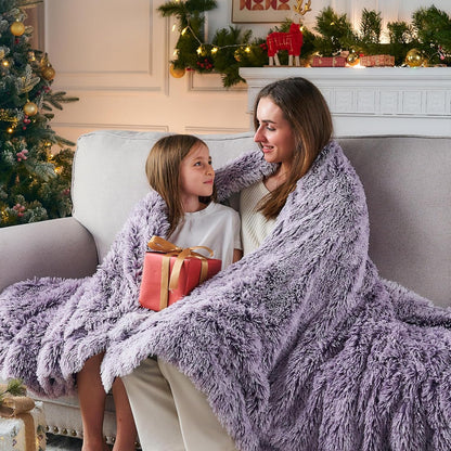 GONAAP Fuzzy Faux Fur Throw Blanket Twin Size Frosty Purple Super Soft Cozy Plush Fuzzy Shaggy Blanket for Couch Sofa Bed (Frosty Purple, Twin(60"x80"))
