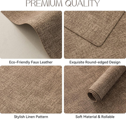 Romanstile Vinyl Placemats Set of 6-12 X 18 Inch - Heat Resistant Place Mats 100% Waterproof Oilproof Wipeable Reversible Faux Leather Table Mats for Kitchen/Dining/Party/Outdoor, Coffee