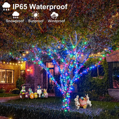 Christmas Lights Outdoor, 66FT 200 LED Christmas Tree Lights with 8 Modes Waterproof, Connectable Twinkle String Light Green Wire for Indoor Patio Yard Party Holiday Decor, Pastel Multicolor