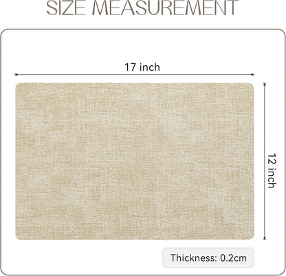 Romanstile Vinyl Placemats Set of 12-12 X 18 Inch - Heat Resistant Place Mats 100% Waterproof Oilproof Wipeable Reversible Faux Leather Table Mats for Kitchen/Dining/Party/Outdoor, Beige