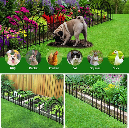 Decorative Garden Fence, 32 Panels No Dig Fence 45.3ft(L) x13in(H) Animal Barrier for Dog Rabbit, Arched Flower Bed Wire Border Rustproof Metal Panel Fencing for Yard Patio Outdoor Decor