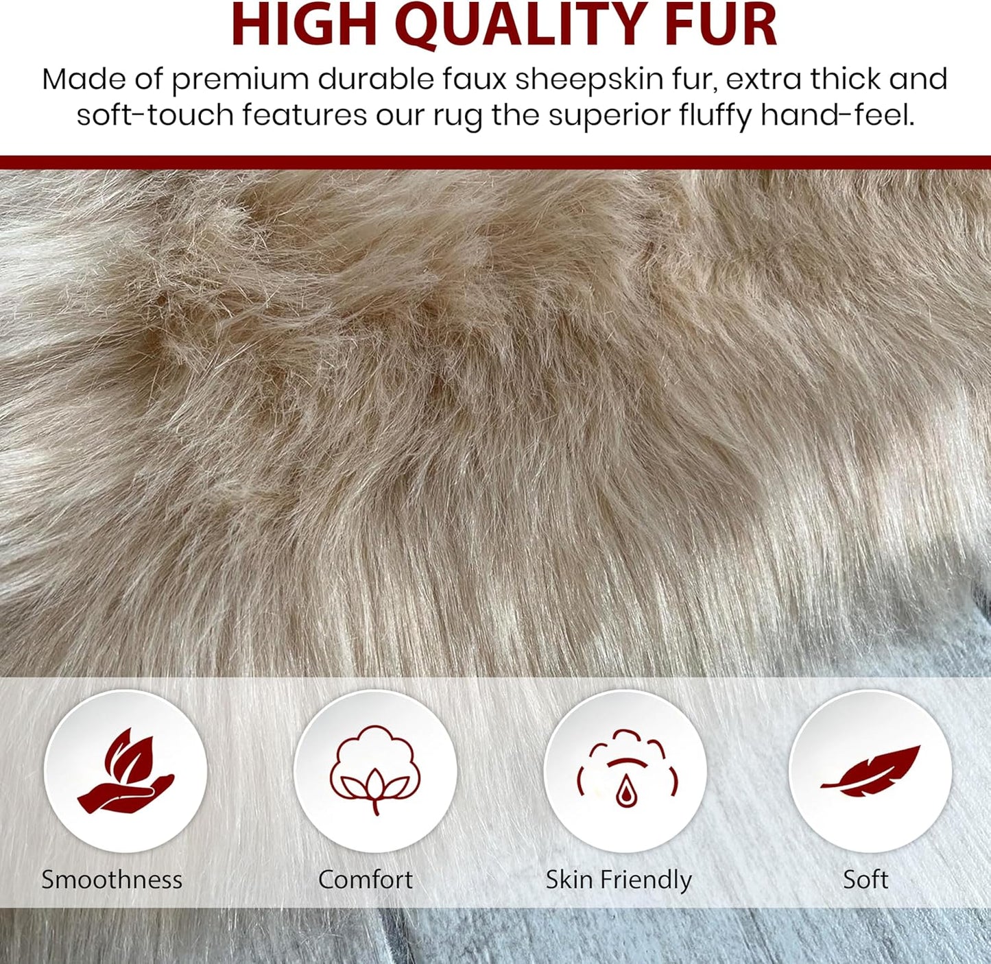 LAMBZY Faux Sheepskin Hypoallergenic Free Shape Silky Shag Rug, Luxury Shaggy Silky Plush Carpet for Bedrooms Rugs Living Room Kids Rooms Sofa Floor Rugs (Decto 10 Pelts 6'x10', 180x300cm Camel)
