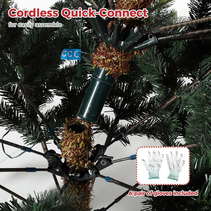 GarveeHome 6.5 FT Artificial Pre-lit Christmas Tree, Green PVC&PE Full Christmas Tree with 350 Warm White Lights for Home, Office, and Xmas Party Décor, Includes Stand