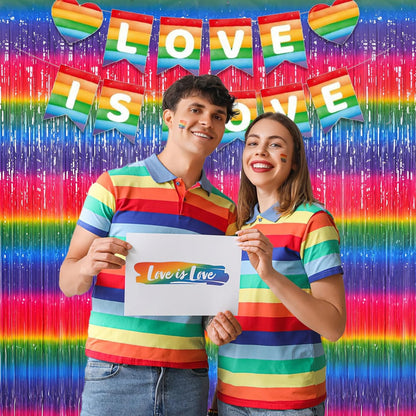 Gradient Colorful Party Streamers Backdrop - GREATRIL Party Backdrop Curtains for Candyland/Unicorn/Neon Glow/Rainbow Themed Birthday Decorations - 1m x 2.5m - Pack of 2