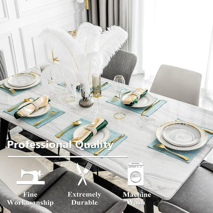 Home Brilliant Placemats Set of 6 Heat Resistant Dining Table Place Mats for Kitchen Table Party Decoration, 13 x 19 inches, Teal