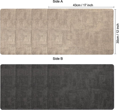 Myir JUN Placemats Dual Sided, Faux Leather Place Mats Set of 4 Indoor Placemat for Dining Table Outdoor Place Mat Manteles Individuales Square Non-Slip Washable Table Mats (Gray Beige, Set of 4)