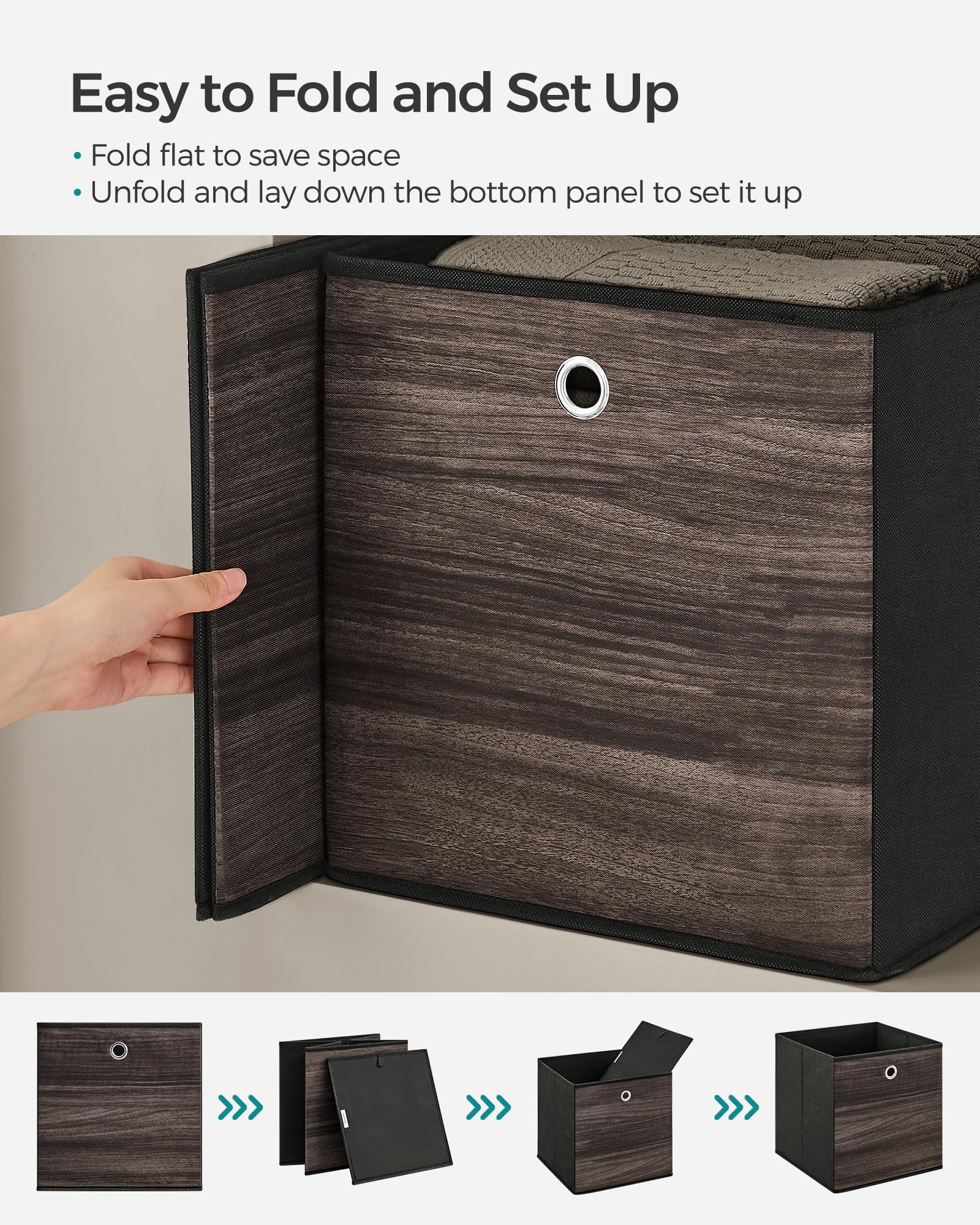 SONGMICS Storage Cubes, Set of 6, 13-Inch Foldable Closet Organizers
