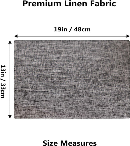 Home Brilliant Linen Placemats Set of 8 Heat Resistant Washable Placemats for Parties Buffet Dinner, 13 x 19 inches, Ash Grey