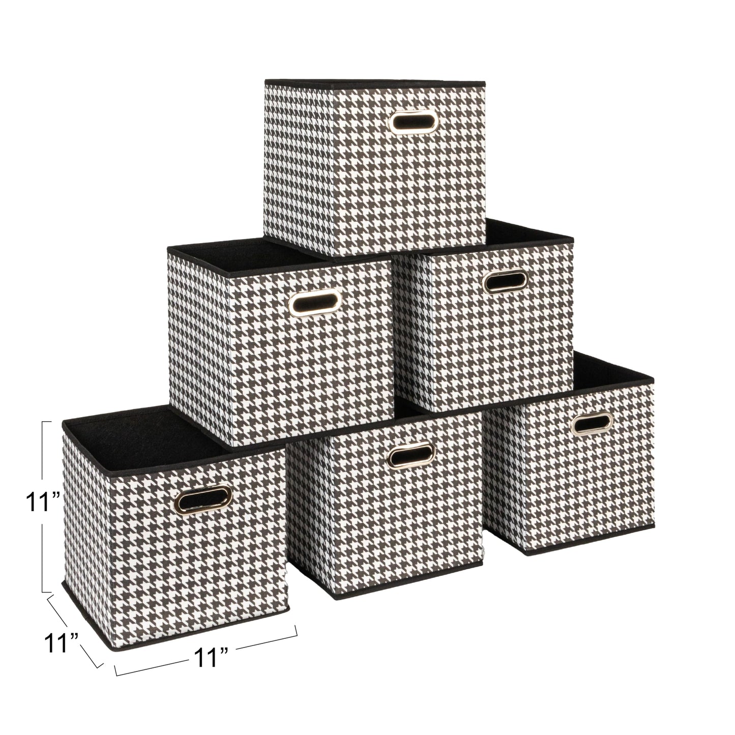 Household Essentials Foldable Fabric Storage Cubes 6-Pack – 11x11x11 Stackable Non-Woven Bins with