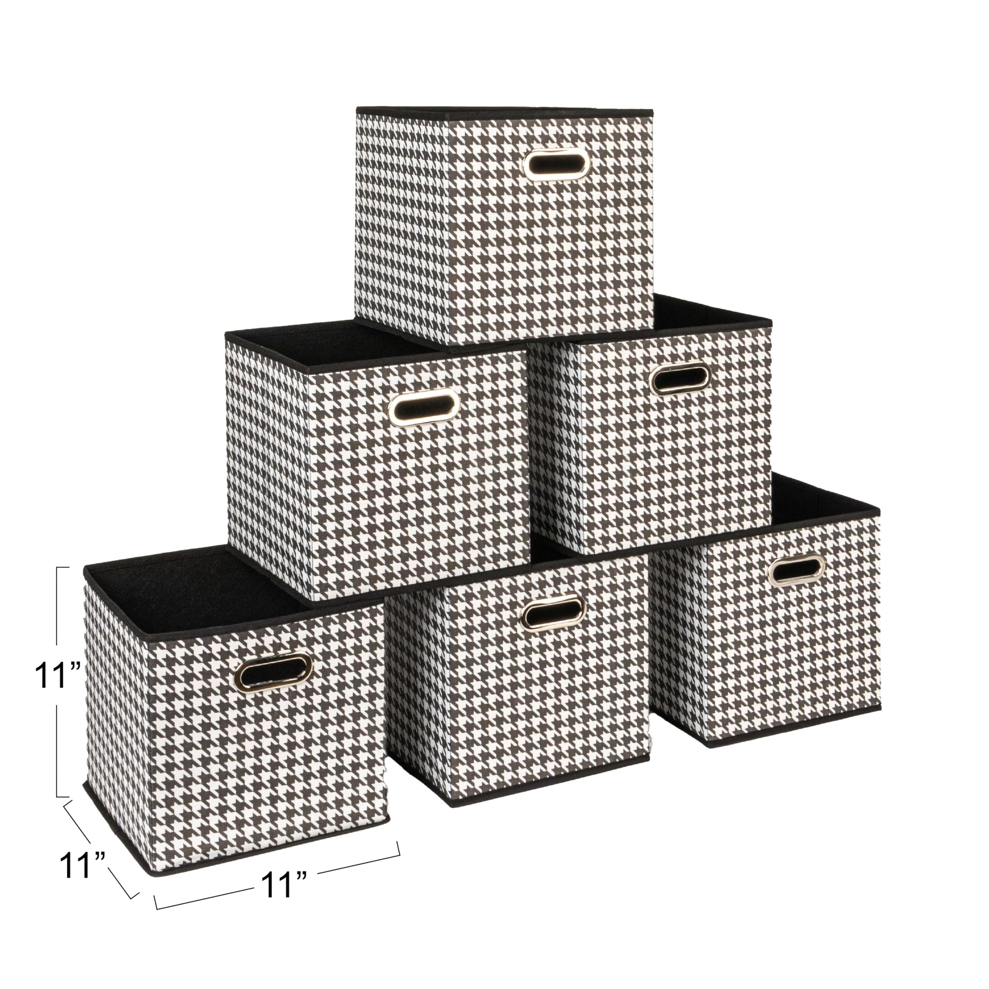 Household Essentials Foldable Fabric Storage Cubes 6-Pack – 11x11x11 Stackable Non-Woven Bins with
