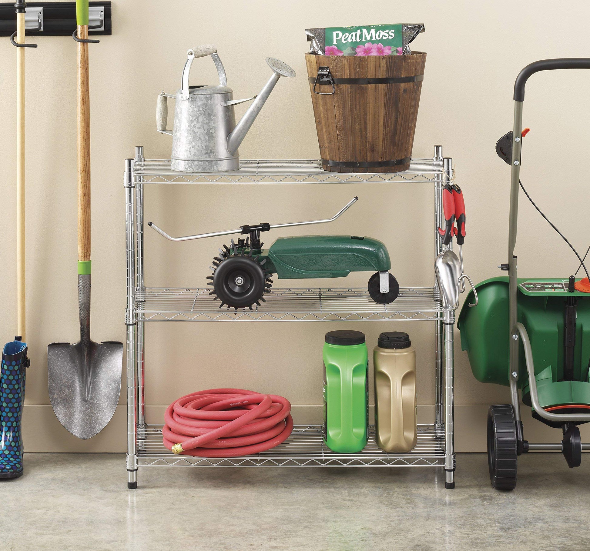 Whitmor 3 Tier Shelving Unit, Metal Storage Shelves, 400 lbs Capacity per Shelf, 1200 lbs Total