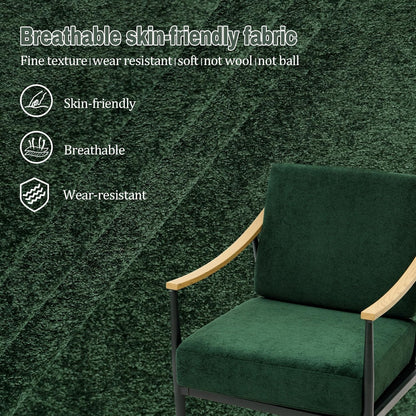 Modern Accent Chairs Set of 2 for Living Room Bedroom Mid Century Arm Chairs Upholstered Office Accent Chairs Comfy Waiting Room Chairs with Metal Frame, Green