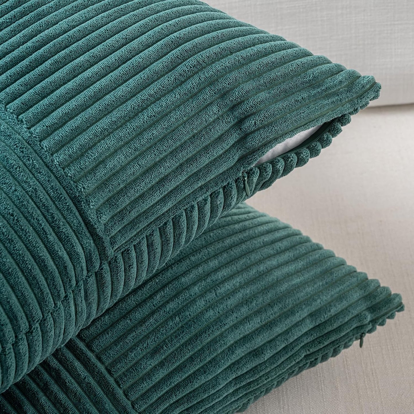 Fancy Homi Set of 2 Teal Boho Long Lumbar Body Decorative Throw Pillow Cover 14x36 Inch for Bed Couch Bedroom Bench, Soft Patchwork Corduroy Textured Pillow Case, Rustic Farmhouse Room Décor