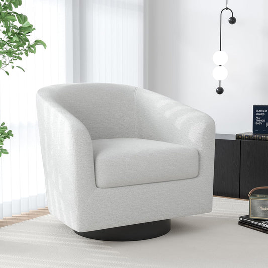 Swivel Barrel Accent Chair, Modern Round Chenille Fabric Arm Chair for Living Room, Bedroom, Comfy