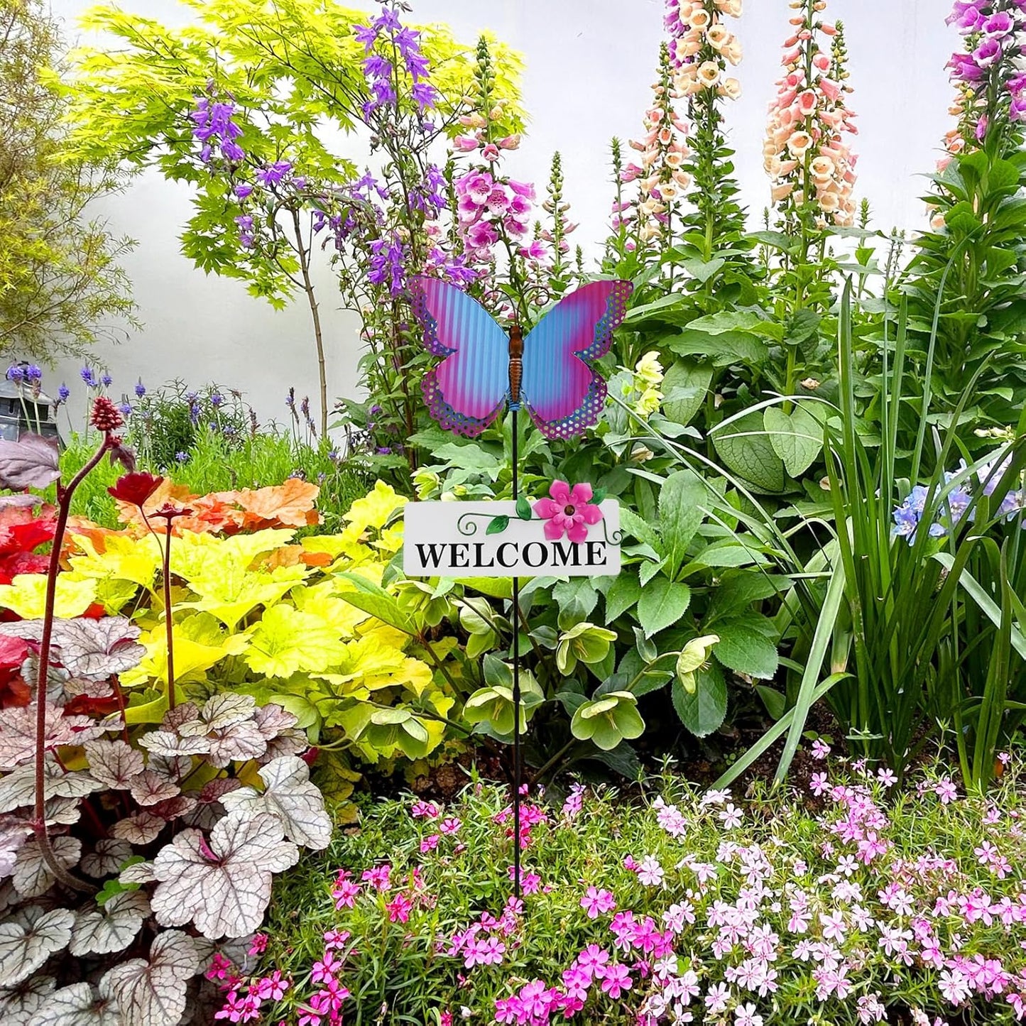 Veclotch Metal Butterfly Garden Stake,Rustic Butterfly Decorative Yard Stakes Metal Yard Art Ornaments Welcome Sign Outdoor Spring Garden Decor Patio Lawn Porch Pathway Decor (Butterfly)