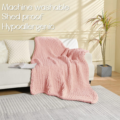 Maetoow Tighter Chenille Chunky Knit Blanket Throw 60×80 Inch, Handmade Warm & Cozy Blanket Couch, Bed, Home Decor, Soft Fleece Banket, Boho Thick Blankets and Giant Yarn Throws, Rose Pink