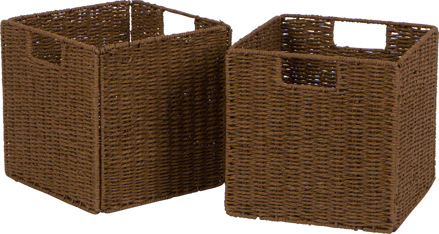 Trademark Innovations 10.5" Woven Storage Cube Basket Bin with Iron Wire Frame - Set of 2