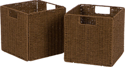 Trademark Innovations 10.5" Woven Storage Cube Basket Bin with Iron Wire Frame - Set of 2