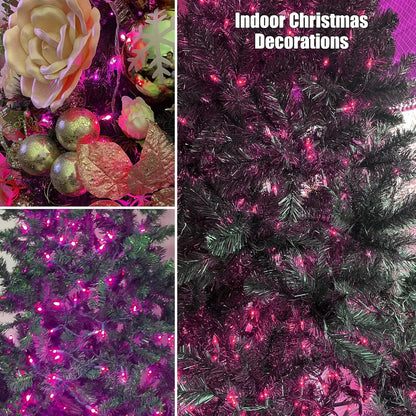 HISHINY Christmas Lights 100 Count Pink Christmas Tree String Lights with Green Wire for Outdoor Indoor Christmas Decorations Wedding Decorations Valentines Day Decor,UL Certified (21feet)
