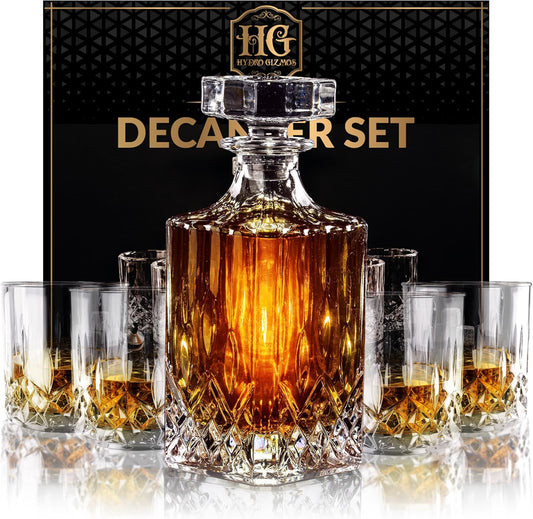Luxury Gift For Men – Whiskey Decanter Set For Beloved Husband Or Dad Birthday Gift – 4 Whiskey