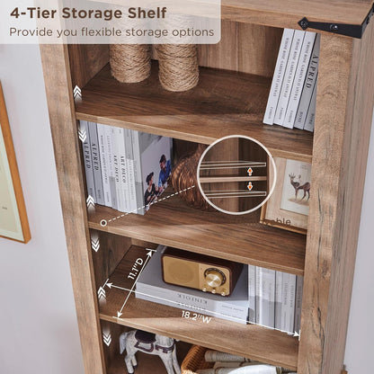 RedLemon Bookcase with 2 File Drawers, 72" Tall Farmhouse Bookshelf with Storage and Adjustable Shelves, 4 Tier Rustic Wood Bookshelf with Cabinet for Home Office, Living Room (Rustic Natural Oak)