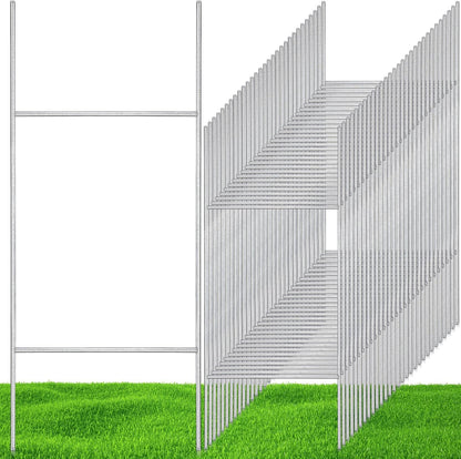 100 Pcs H Stakes for Yard Signs 30'' x 10'' Metal Heavy Duty H Frame Wire Stakes Weatherproof Metal Holder for 4mm 5mm Corrugated Signs Advertising Board Guidepost Yard Halloween Decor