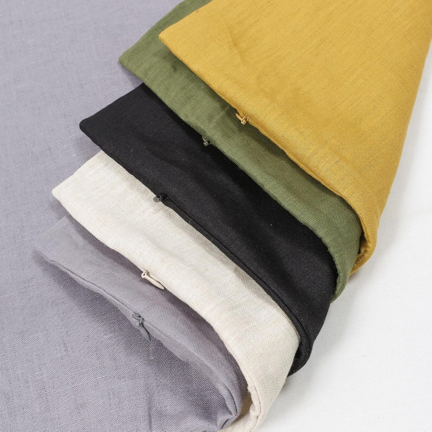 Hanging Linen Laundry Bag, 100% Pure Flax Linen Over The Door Hamper with Bottom Zipper for Laundry Room, Household Dirty Cloth Storage Organizer Bag, Turmeric