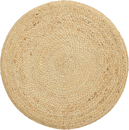 REDEARTH · Cylindrical Pouf Foot Stool Ottoman - Jute Braided Pouffe Poof Accent Sitting Footrest for Living Room, Bedroom, Nursery, Patio, Lounge & Other Rooms (Navy Natural, 18"x18"x14")