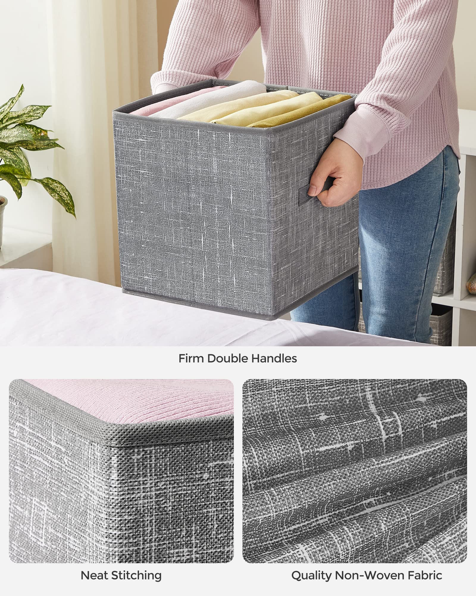 SONGMICS Storage Cubes, Set of 6, 11-Inch Foldable Closet Organizers