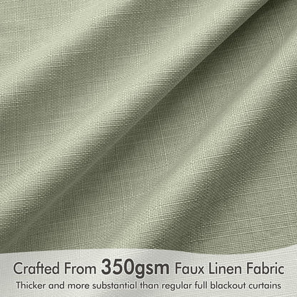 MIULEE 100% Blackout Curtains 108 Inch Long 2 Panels for Bedroom, Thick Luxury Faux Linen Black Out Curtain Room Darkening Back Tab Pleat Window Textured Drapes with Hooks for Living Room, Sage Green