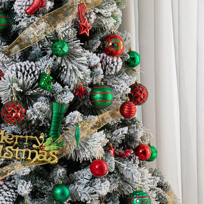 150PCS Red and Green Christmas Ornaments, Shatterproof Christmas Ball Ornaments Set, Assorted Christmas Baubles Hanging Decorations for Xmas Tree Home Festival Party Wedding (Red & Green)