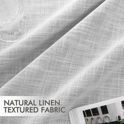 MIULEE Greyish White 100% Blackout Linen Curtains 120 Inch 2 Panels Set Double Sided No Coating Pinch Pleated Back Tab Black out 10 FT Extra Long Thermal Insulated Bedroom Living Room Darkening Drapes