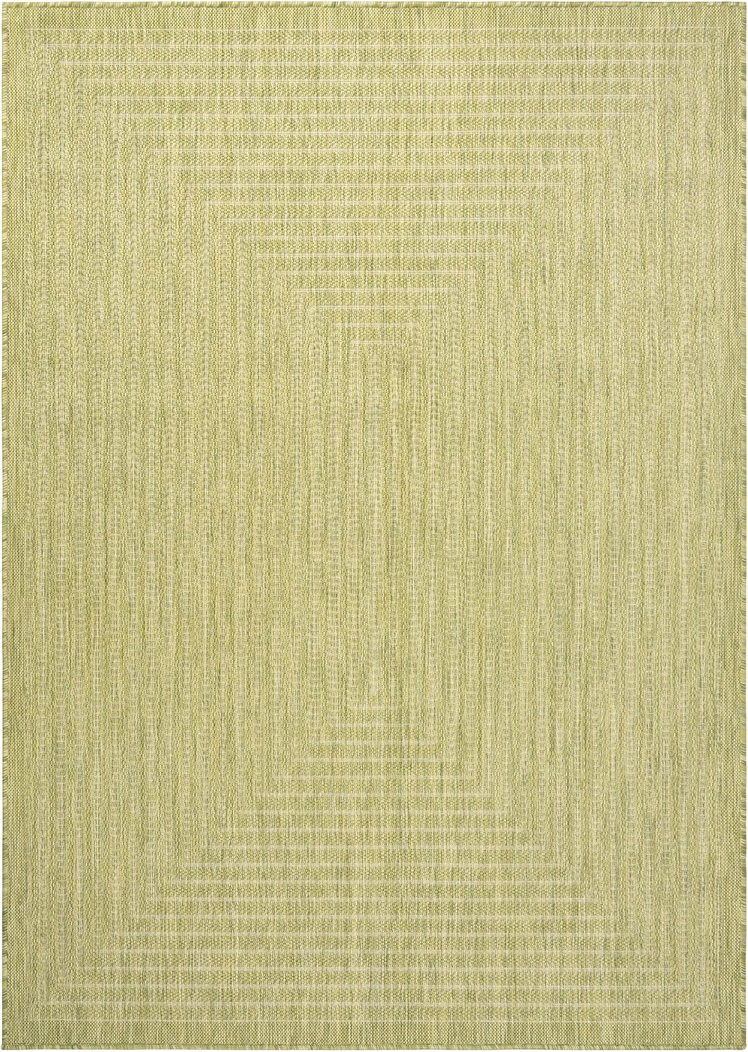 Adiva Rugs Outdoor Indoor Area Rug, Weather Resistant, Easy to Clean, Stain Resistant Floor Mat for Dining Room, Backyard, Deck, Patio (Olive Weiss, 2'6" x 7')