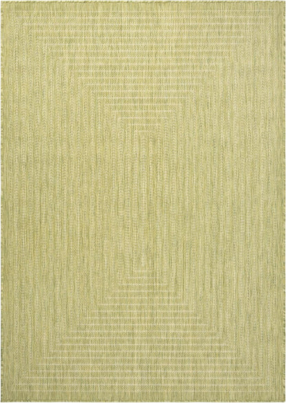 Adiva Rugs Outdoor Indoor Area Rug, Weather Resistant, Easy to Clean, Stain Resistant Floor Mat for Dining Room, Backyard, Deck, Patio (Olive Weiss, 2'6" x 7')