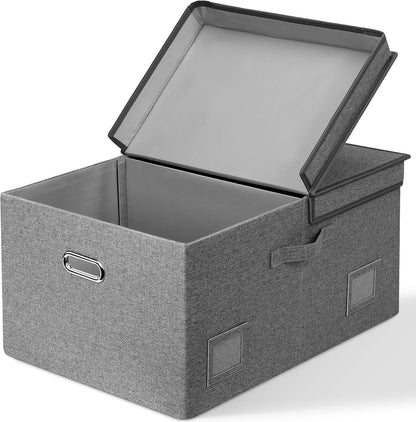75 Quarts Extra Large Decorative Storage Bins with Lids, 1 Pack Gray Collapsible Storage Bins with Lids, Stackable Storage Bins Decorative Box Storage With Lid Extra Large