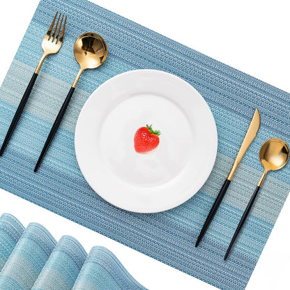 CADONO Placemats Set of 4 Washable Indoor/Outdoor Vinyl Place Mats for Dining Table Durable Non-Slip Heat Resistant PVC Weave Table Mats（Ocean Geode）