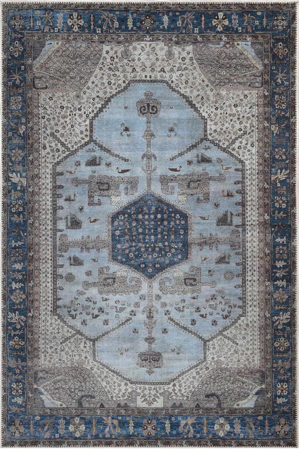 Keen Home Design 3x5 Rug - Machine Washable Entry Rug with Non-Slip Backing, Ideal for Enteryway, Kitchen, Bathroom, Laundry Room - Vintage, Easy Clean, Durable, Low Pile Rug - (3' x 5')