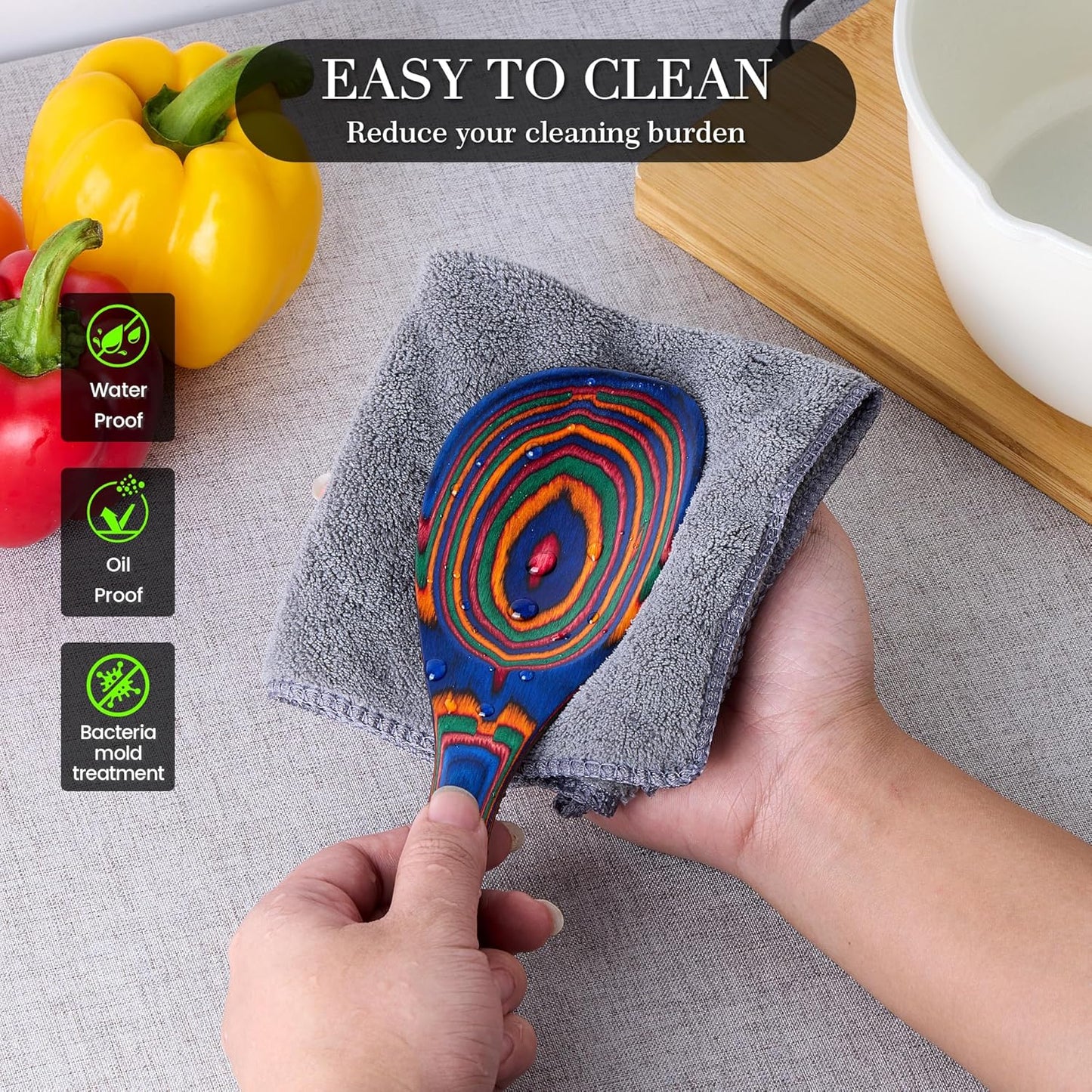 Heat-Resistant Wood Cooking Utensils - 7pc Set, Eco-Friendly, Includes Spatula, Pasta & Slotted Spoons, Essential Kitchen Tool