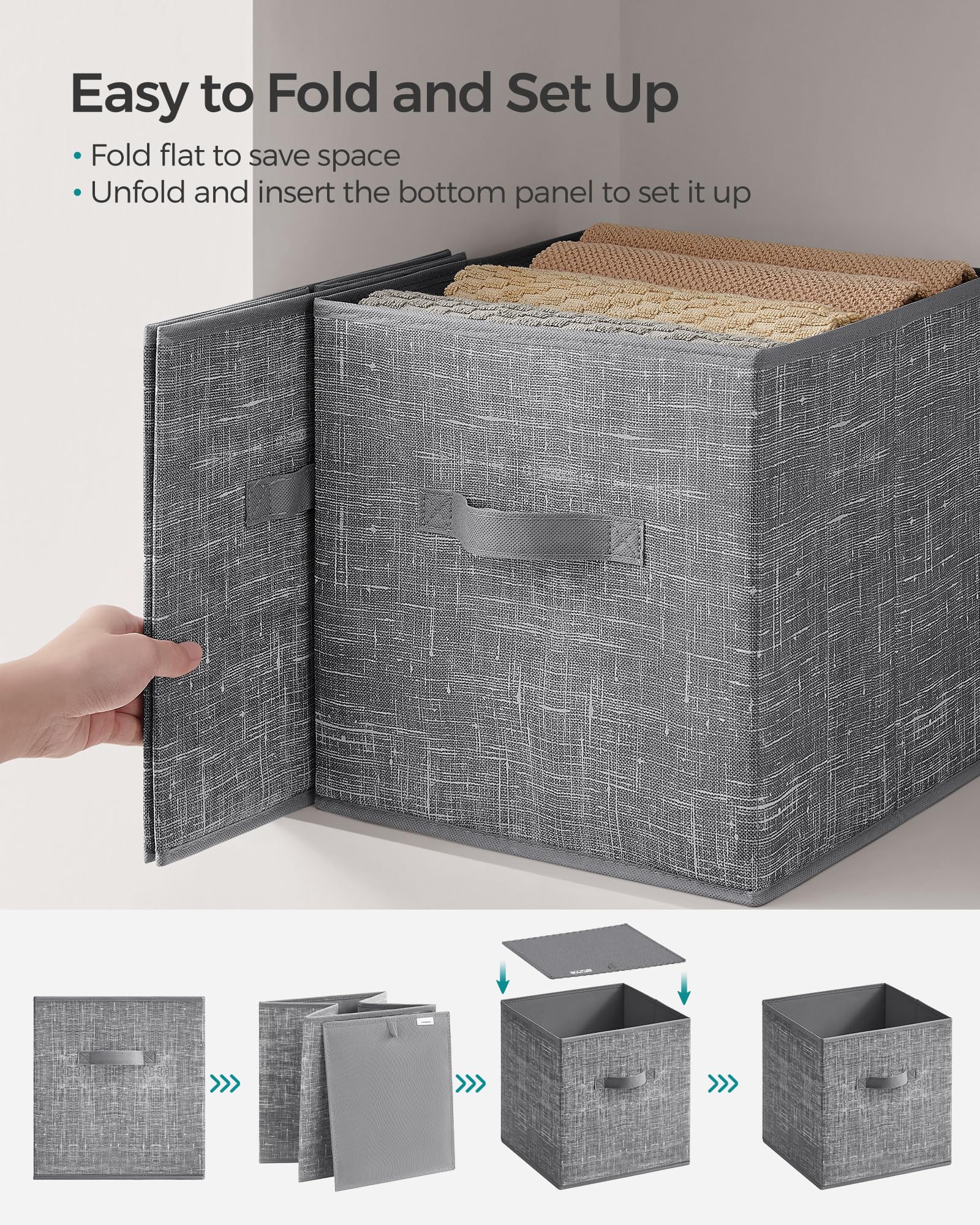SONGMICS Storage Cubes, Set of 8, 11.8-Inch Foldable Closet Organizers