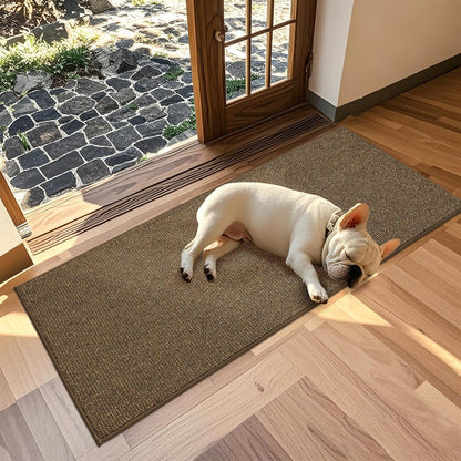 JSEI Dirt Trapper Door Mat 24"x60" Non-Slip Washable Entrance Mat, Dog Doormats, Absorbent & Fade-Resistant Floor Mats, Low Profile Welcome Mats for Entryway, Front Door, and Inside Entrance, Brown