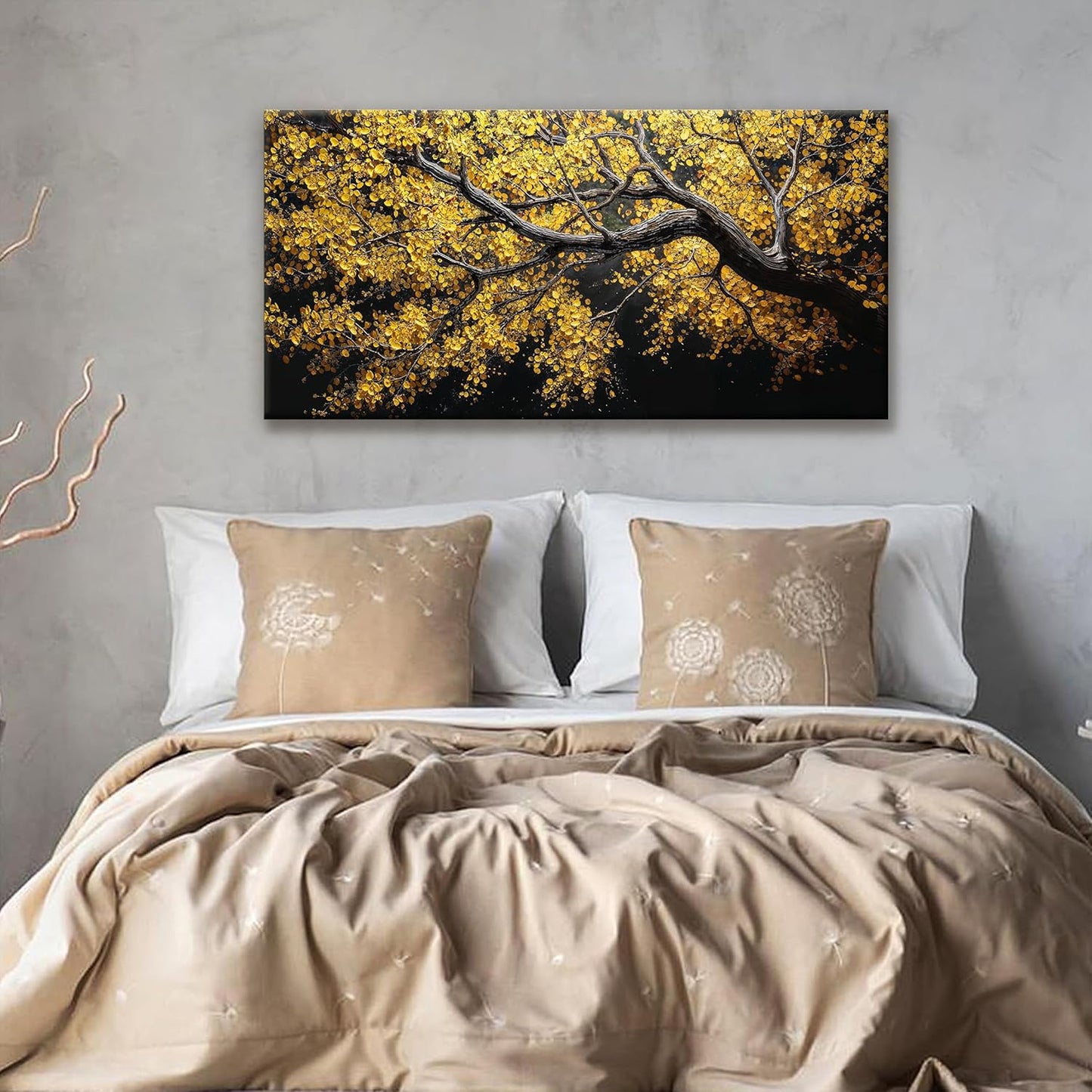 Canvas Wall Art Decor Painting Gold Tree Plants Abstract Wall Decor Botanical Modern Wall Art Print Paintings Decorations Artwork Pictures For Bedroom Living Room Home Office Artwork 20"×40"