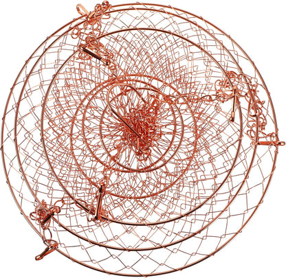 Yardwe 3 Tier Hanging Fruit Baskets Copper Wire Basket Fruit Vegetable Kitchen Storage Organizer Rustic Country Decor Round Metal Copper