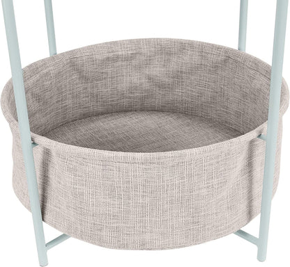 Amazon Basics Round Storage End Table, Side Table with Cloth Basket, Mint Green/Heather Gray, 18 in x 18 in x 19 in