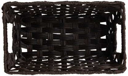 Whitmor Woven Storage Basket for Shelves, Small Plastic Wicker Organizer Bin with Handles, Metal