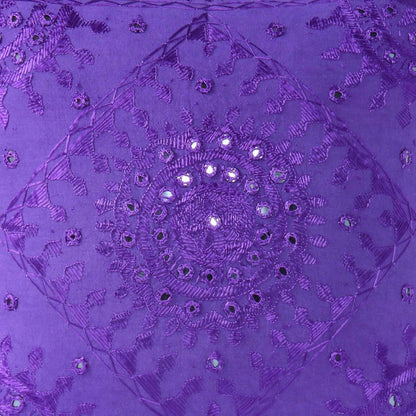 Eyes of India Embroidered Decorative Boho Throw Pillow Cover with Mirrors, Handmade Bohemian Accent Cushion Case for Sofa Couch Bedroom Living Room (Purple, 24" x 24")
